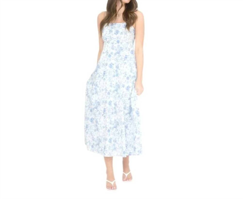 NEW BLU PEPPER watercolor floral midi dress in light blue